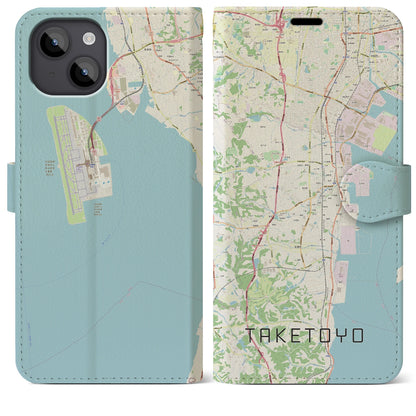 【武豊（愛知県）】地図柄iPhoneケース（手帳タイプ）ナチュラル・iPhone 14 Plus 用