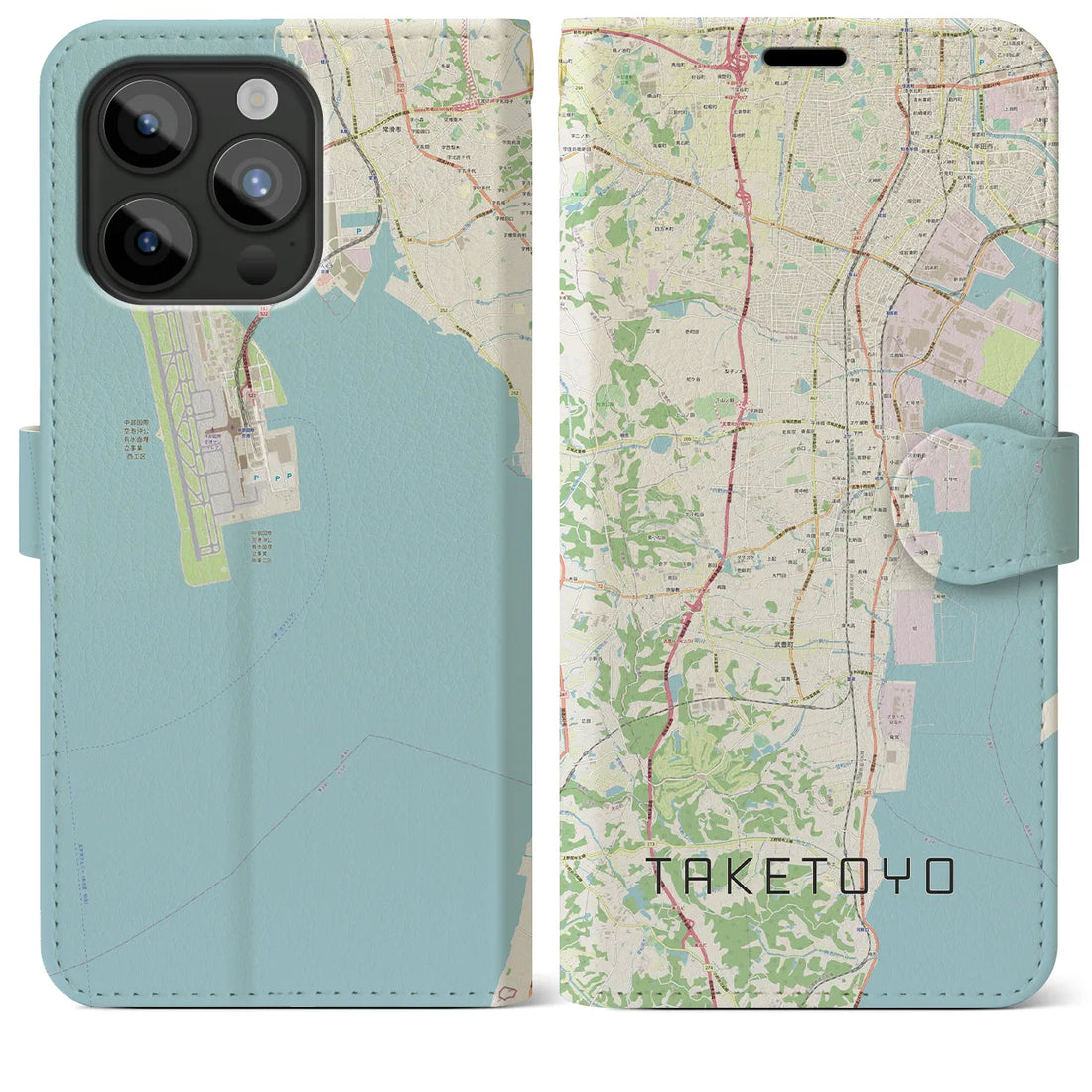 【武豊】地図柄iPhoneケース（手帳両面タイプ・ナチュラル）iPhone 15 Pro Max 用