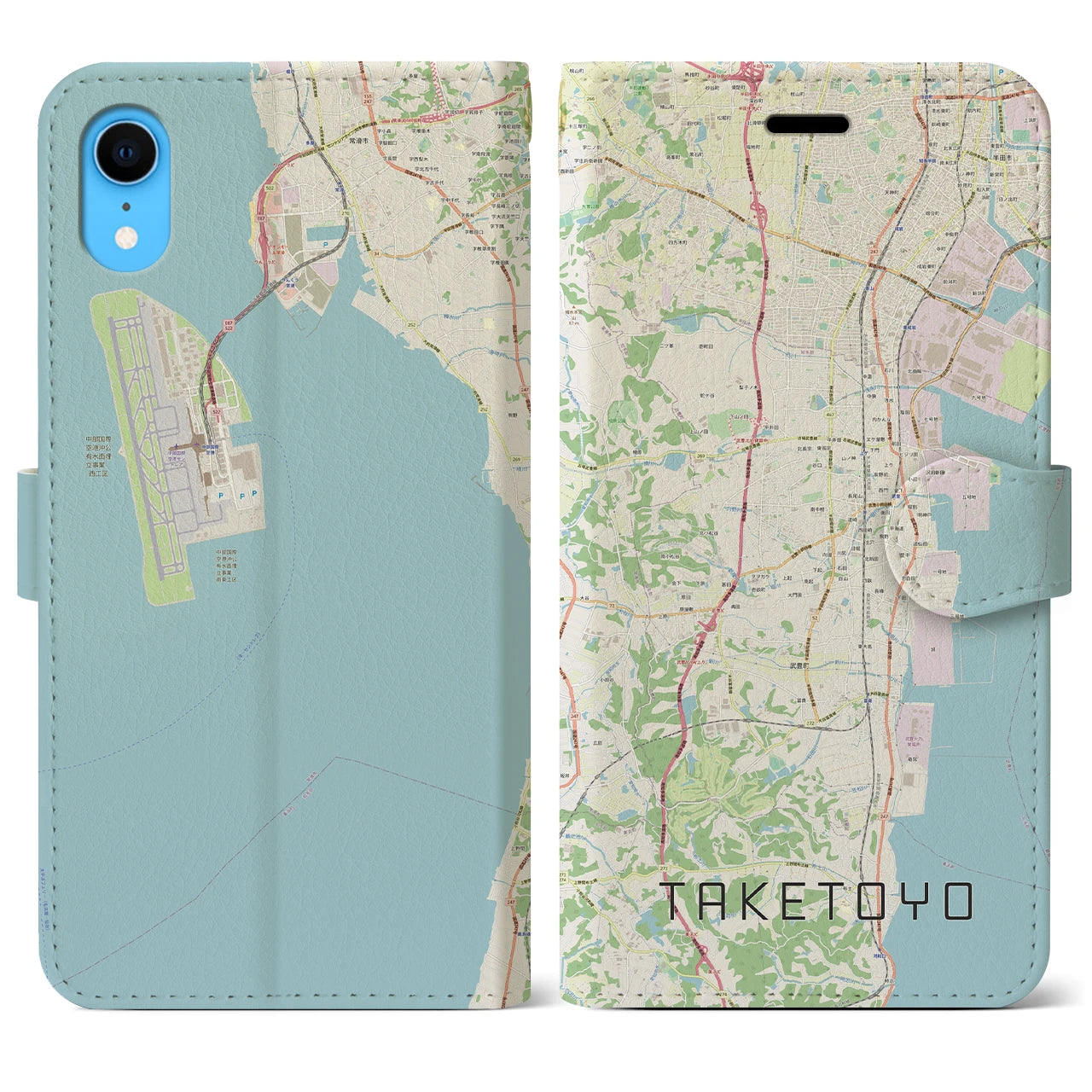 【武豊】地図柄iPhoneケース（手帳両面タイプ・ナチュラル）iPhone XR 用