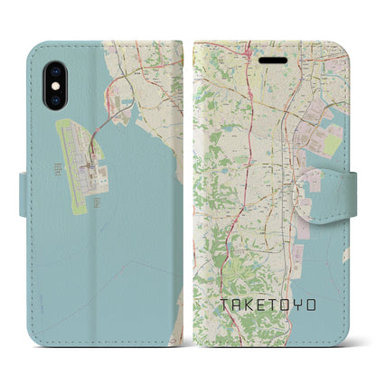 【武豊（愛知県）】地図柄iPhoneケース（手帳タイプ）ナチュラル・iPhone XS / X 用