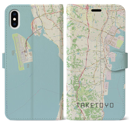 【武豊（愛知県）】地図柄iPhoneケース（手帳タイプ）ナチュラル・iPhone XS Max 用