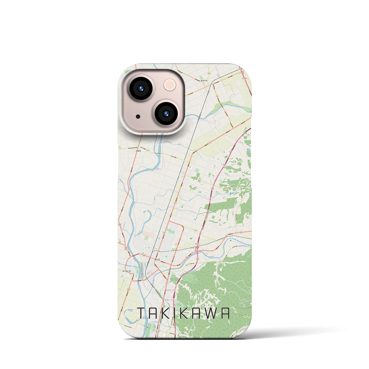 【滝川】地図柄iPhoneケース（バックカバータイプ・ナチュラル）iPhone 13 mini 用