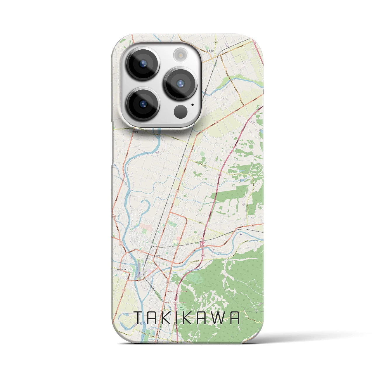 【滝川】地図柄iPhoneケース（バックカバータイプ・ナチュラル）iPhone 14 Pro 用