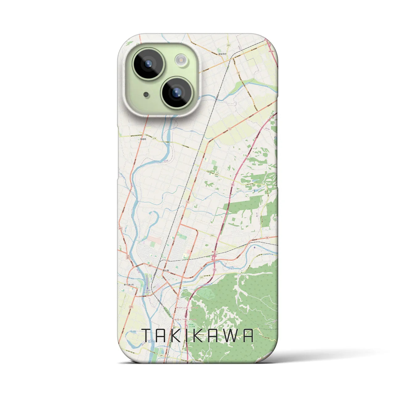 【滝川】地図柄iPhoneケース（バックカバータイプ・ナチュラル）iPhone 15 用