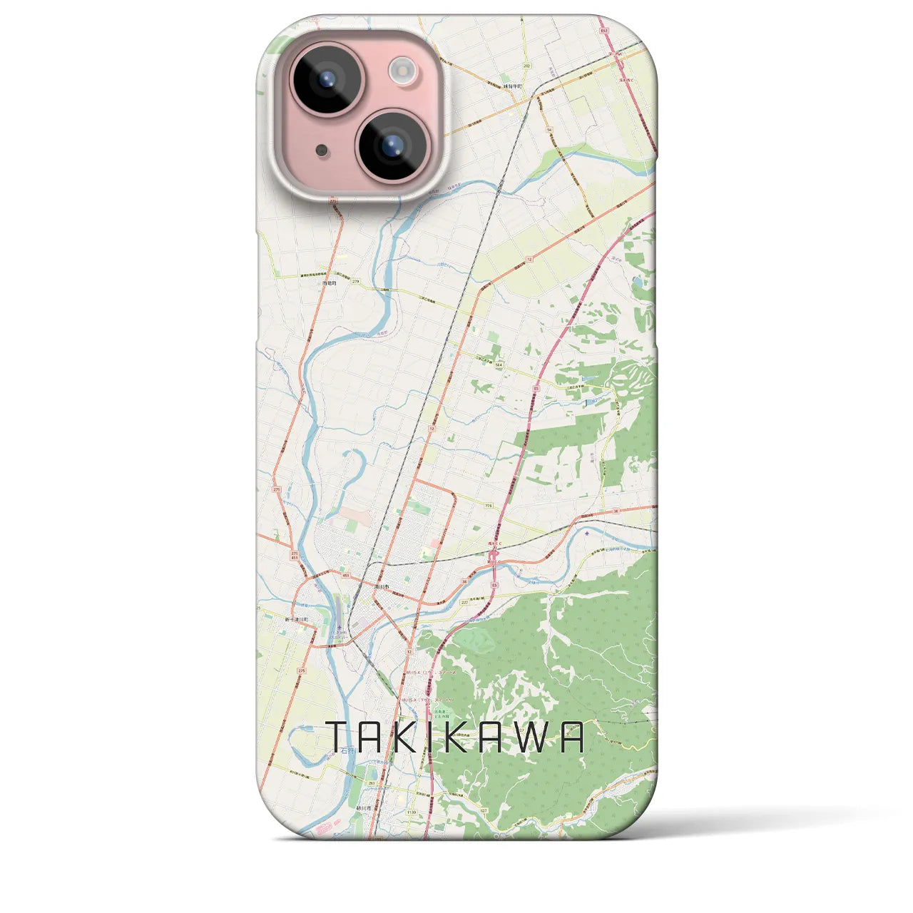 【滝川】地図柄iPhoneケース（バックカバータイプ・ナチュラル）iPhone 15 Plus 用