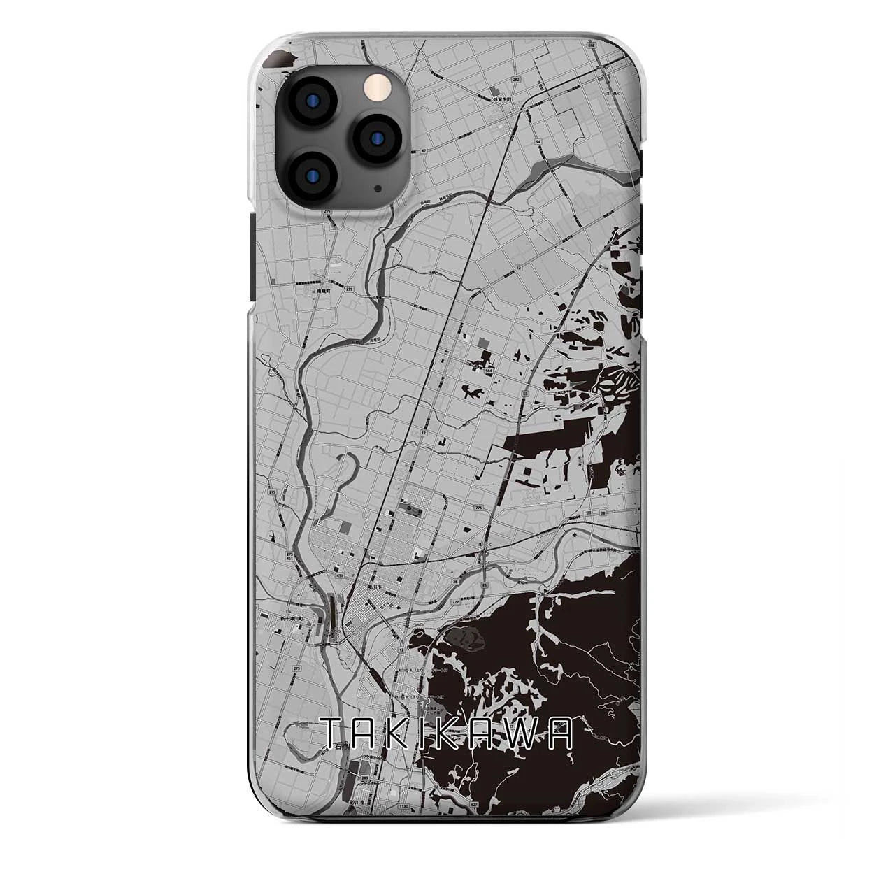 【滝川】地図柄iPhoneケース（クリアタイプ・モノトーン）iPhone 11 Pro Max 用