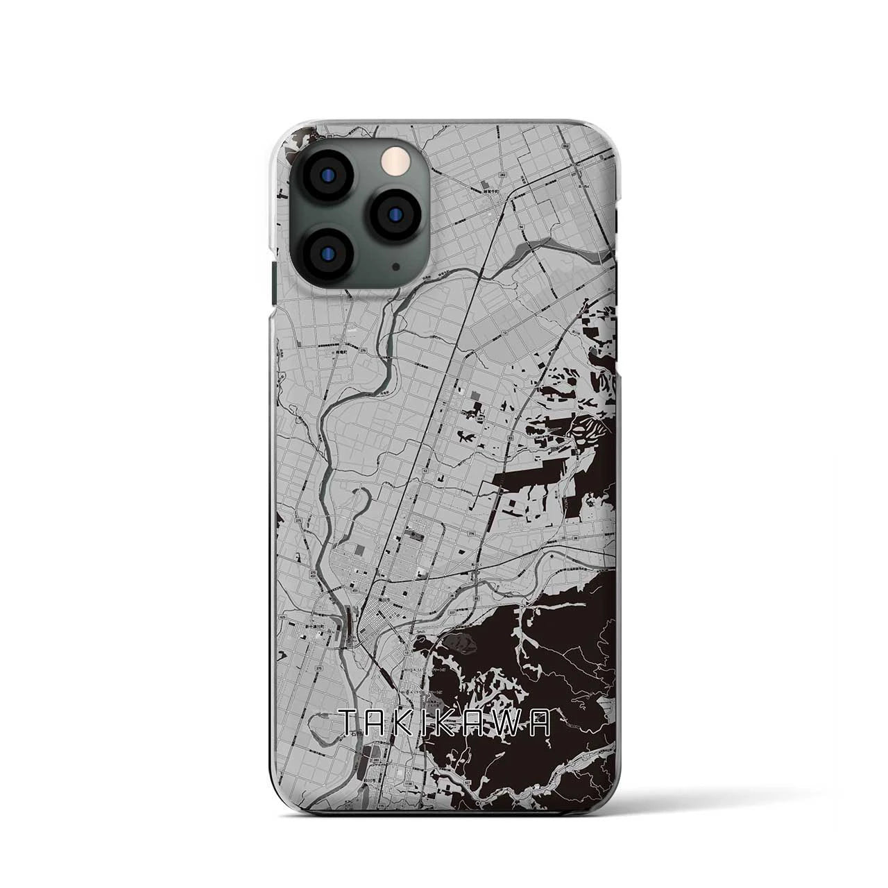 【滝川】地図柄iPhoneケース（クリアタイプ・モノトーン）iPhone 11 Pro 用