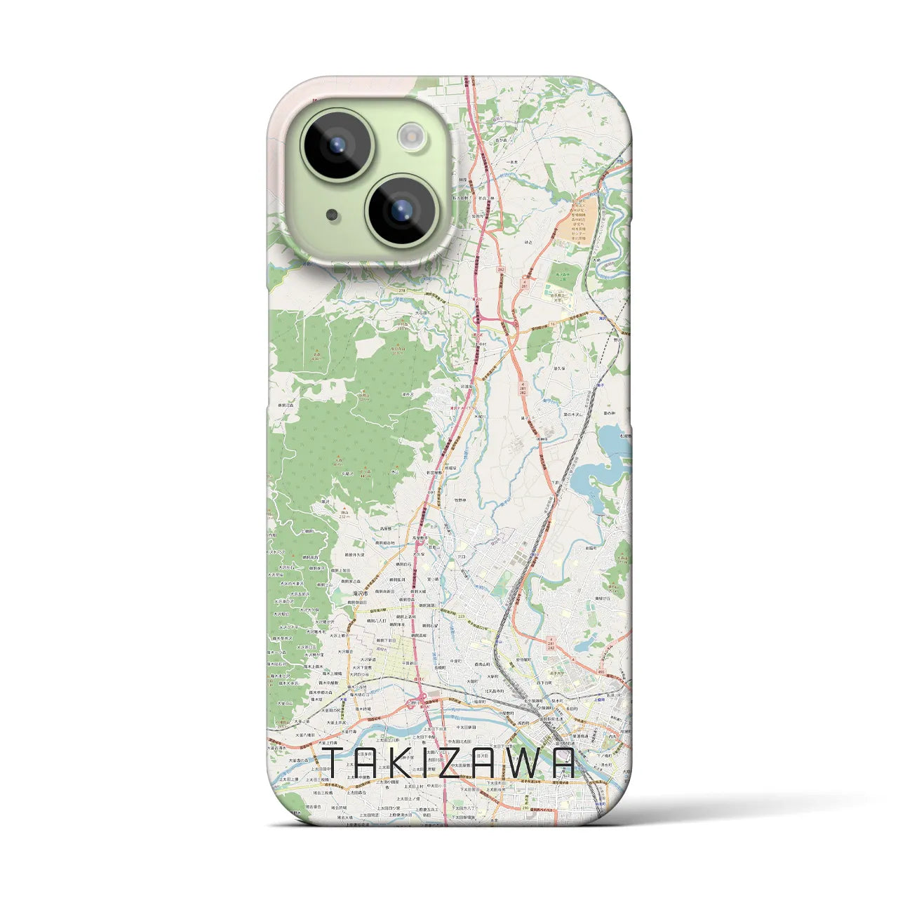 【滝沢】地図柄iPhoneケース（バックカバータイプ・ナチュラル）iPhone 15 用