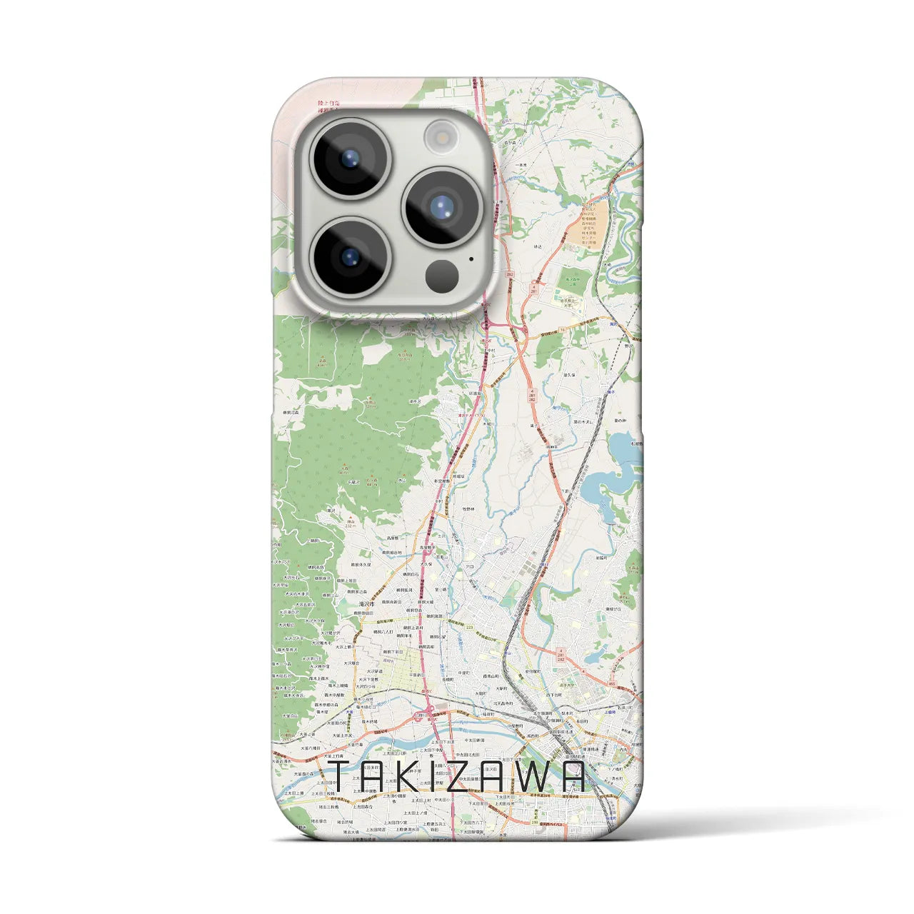 【滝沢】地図柄iPhoneケース（バックカバータイプ・ナチュラル）iPhone 15 Pro 用