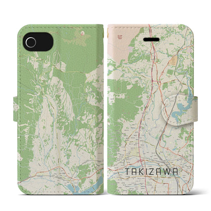 【滝沢（岩手県）】地図柄iPhoneケース（手帳タイプ）ナチュラル・iPhone SE（第3 / 第2世代） / 8 / 7 / 6s / 6 用