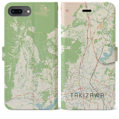【滝沢（岩手県）】地図柄iPhoneケース（手帳タイプ）ナチュラル・iPhone 8Plus /7Plus / 6sPlus / 6Plus 用