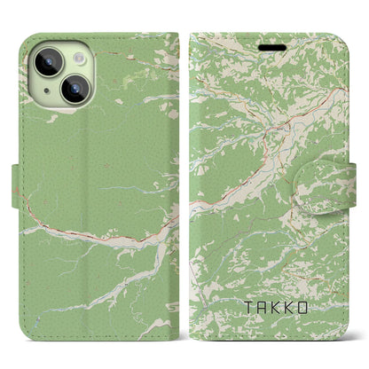 【田子（青森県）】地図柄iPhoneケース（手帳タイプ）ナチュラル・iPhone 15 用