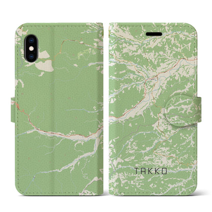 【田子（青森県）】地図柄iPhoneケース（手帳タイプ）ナチュラル・iPhone XS / X 用