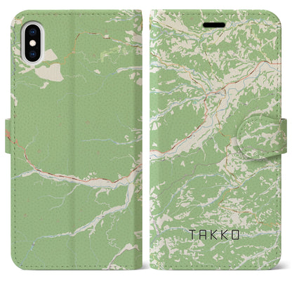 【田子（青森県）】地図柄iPhoneケース（手帳タイプ）ナチュラル・iPhone XS Max 用