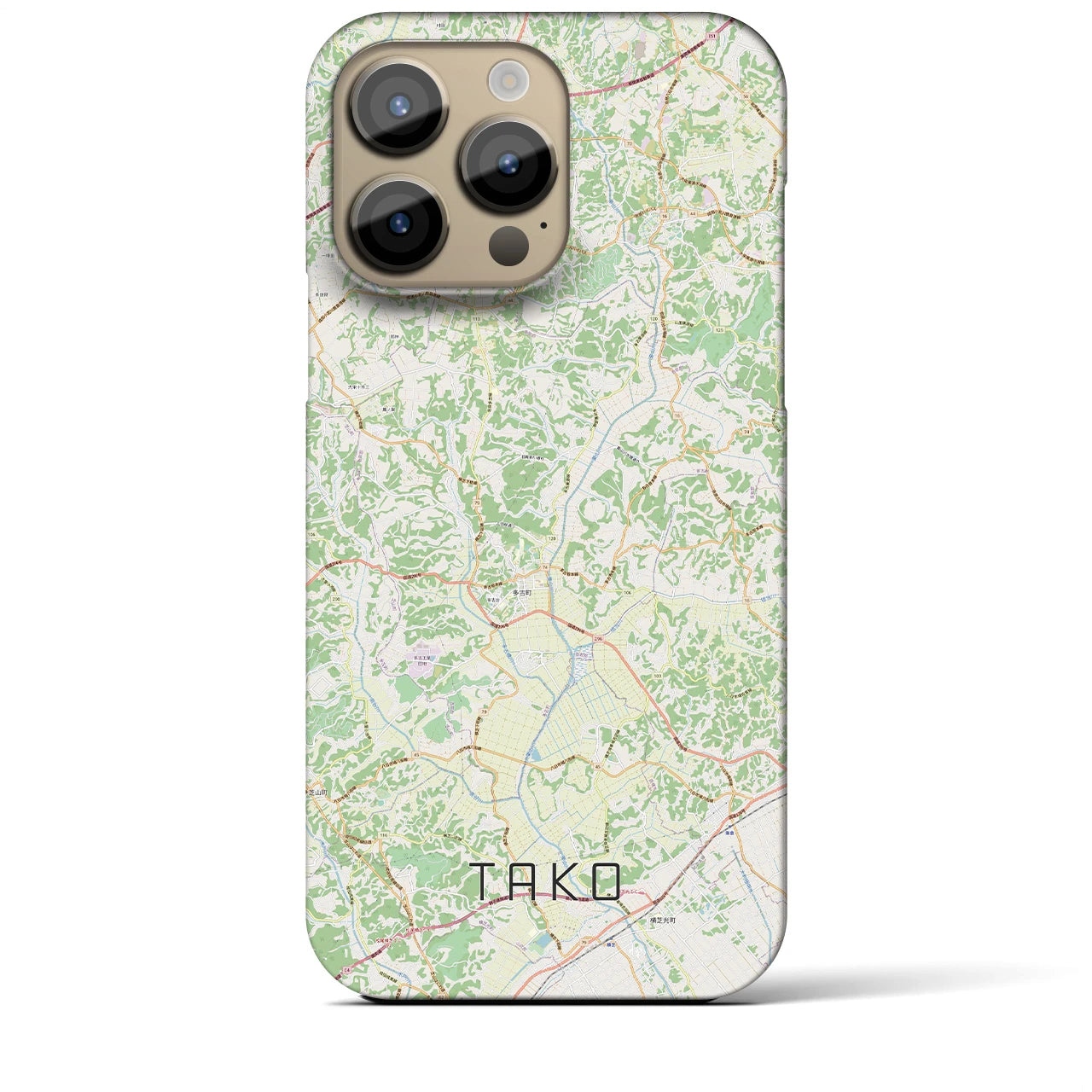 【多古】地図柄iPhoneケース（バックカバータイプ・ナチュラル）iPhone 14 Pro Max 用