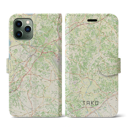 【多古（千葉県）】地図柄iPhoneケース（手帳タイプ）ナチュラル・iPhone 11 Pro 用