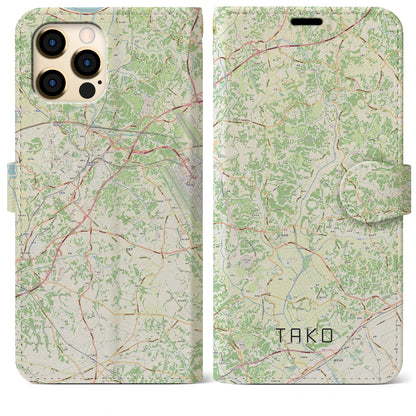 【多古（千葉県）】地図柄iPhoneケース（手帳タイプ）ナチュラル・iPhone 12 Pro Max 用