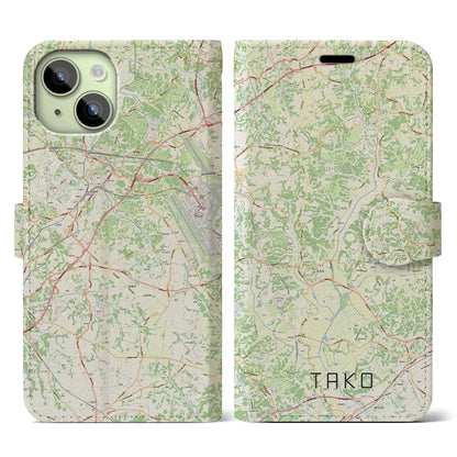 【多古（千葉県）】地図柄iPhoneケース（手帳タイプ）ナチュラル・iPhone 15 用