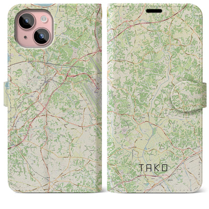 【多古（千葉県）】地図柄iPhoneケース（手帳タイプ）ナチュラル・iPhone 15 Plus 用