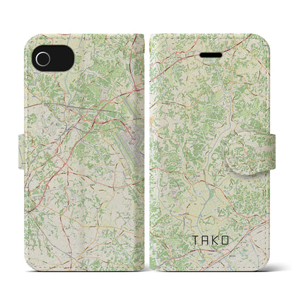 【多古（千葉県）】地図柄iPhoneケース（手帳タイプ）ナチュラル・iPhone SE（第3 / 第2世代） / 8 / 7 / 6s / 6 用