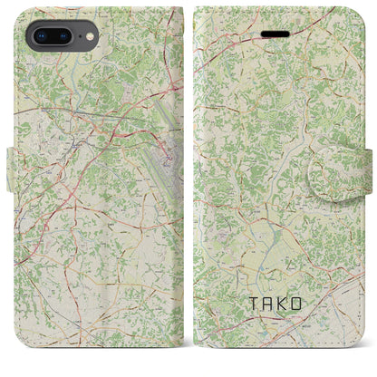 【多古（千葉県）】地図柄iPhoneケース（手帳タイプ）ナチュラル・iPhone 8Plus /7Plus / 6sPlus / 6Plus 用