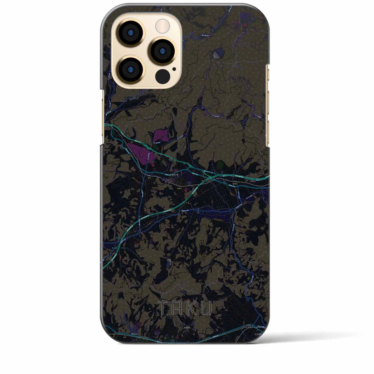 【多久】地図柄iPhoneケース（バックカバータイプ・ブラック）iPhone 12 Pro Max 用