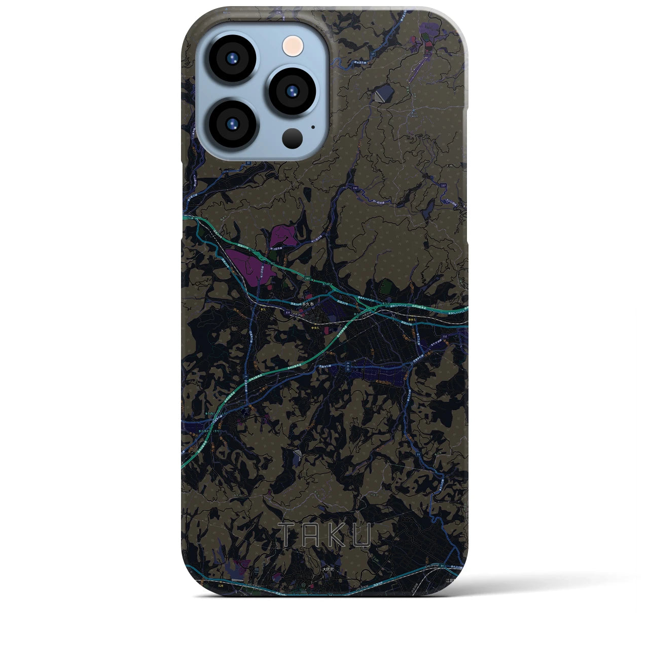 【多久】地図柄iPhoneケース（バックカバータイプ・ブラック）iPhone 13 Pro Max 用