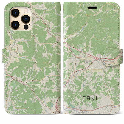 【多久（佐賀県）】地図柄iPhoneケース（手帳タイプ）ナチュラル・iPhone 12 Pro Max 用