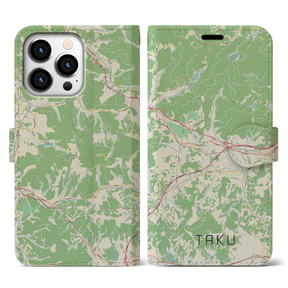 【多久（佐賀県）】地図柄iPhoneケース（手帳タイプ）ナチュラル・iPhone 13 Pro 用