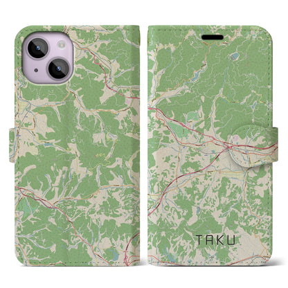 【多久（佐賀県）】地図柄iPhoneケース（手帳タイプ）ナチュラル・iPhone 14 用