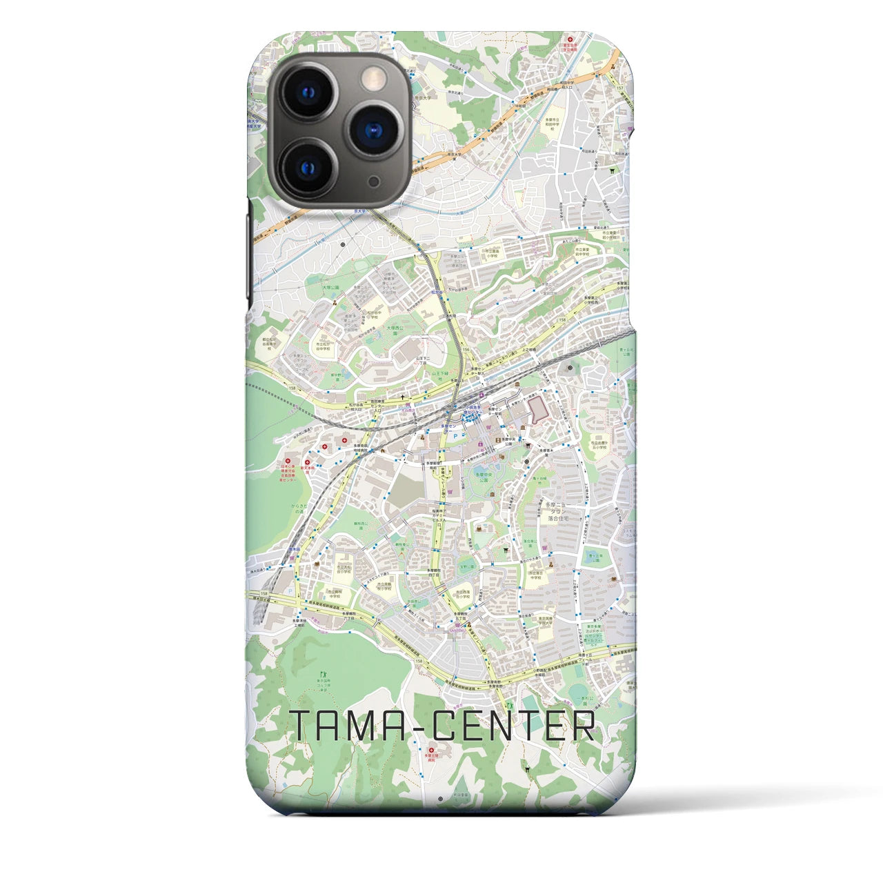 【多摩センター】地図柄iPhoneケース（バックカバータイプ・ナチュラル）iPhone 11 Pro Max 用