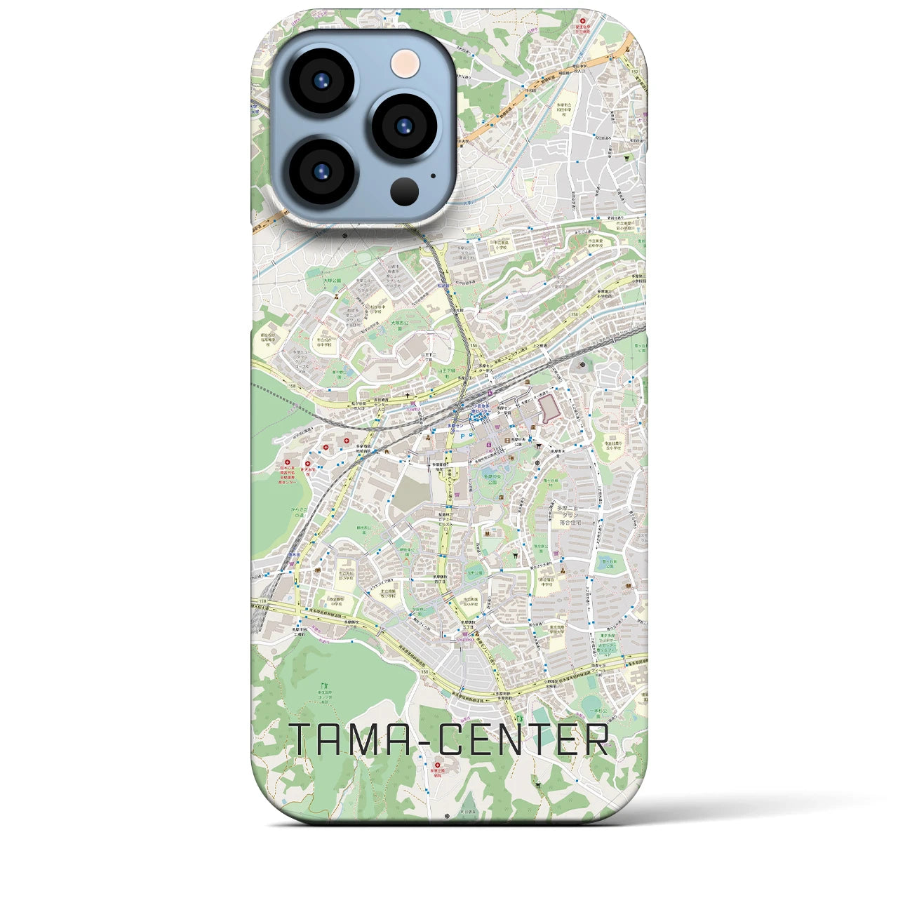 【多摩センター】地図柄iPhoneケース（バックカバータイプ・ナチュラル）iPhone 13 Pro Max 用