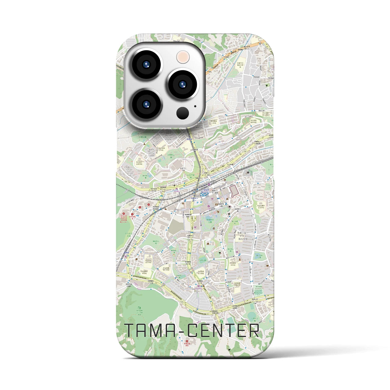 【多摩センター】地図柄iPhoneケース（バックカバータイプ・ナチュラル）iPhone 13 Pro 用