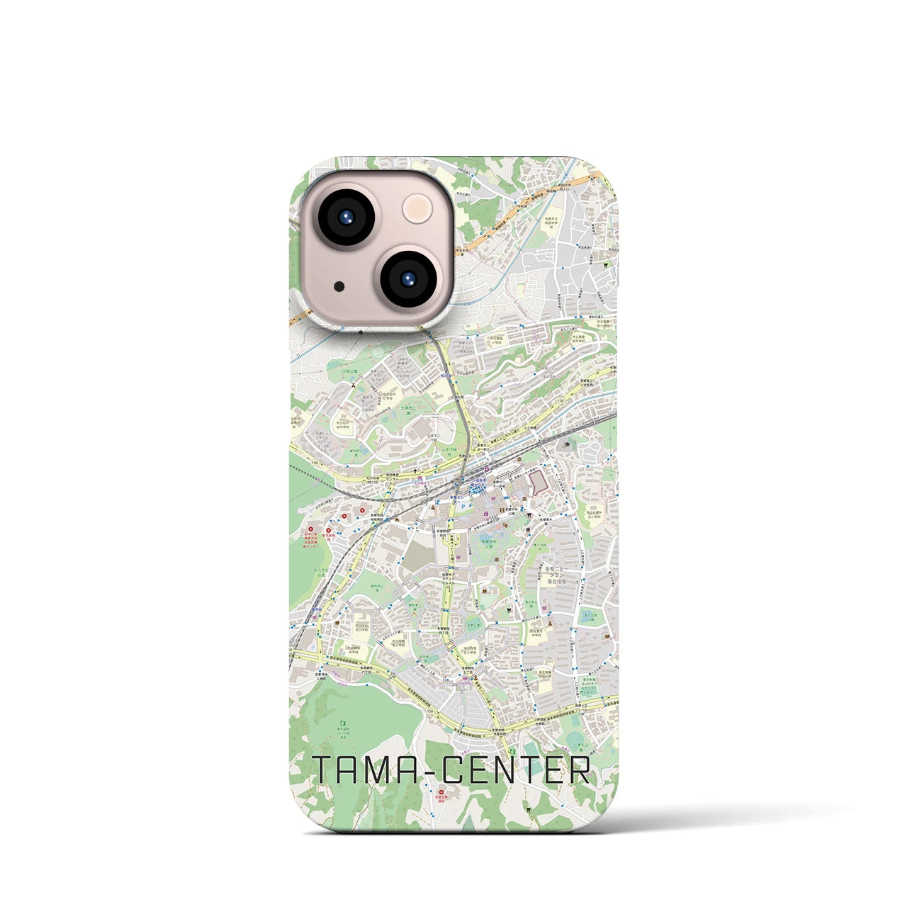 【多摩センター】地図柄iPhoneケース（バックカバータイプ・ナチュラル）iPhone 13 mini 用