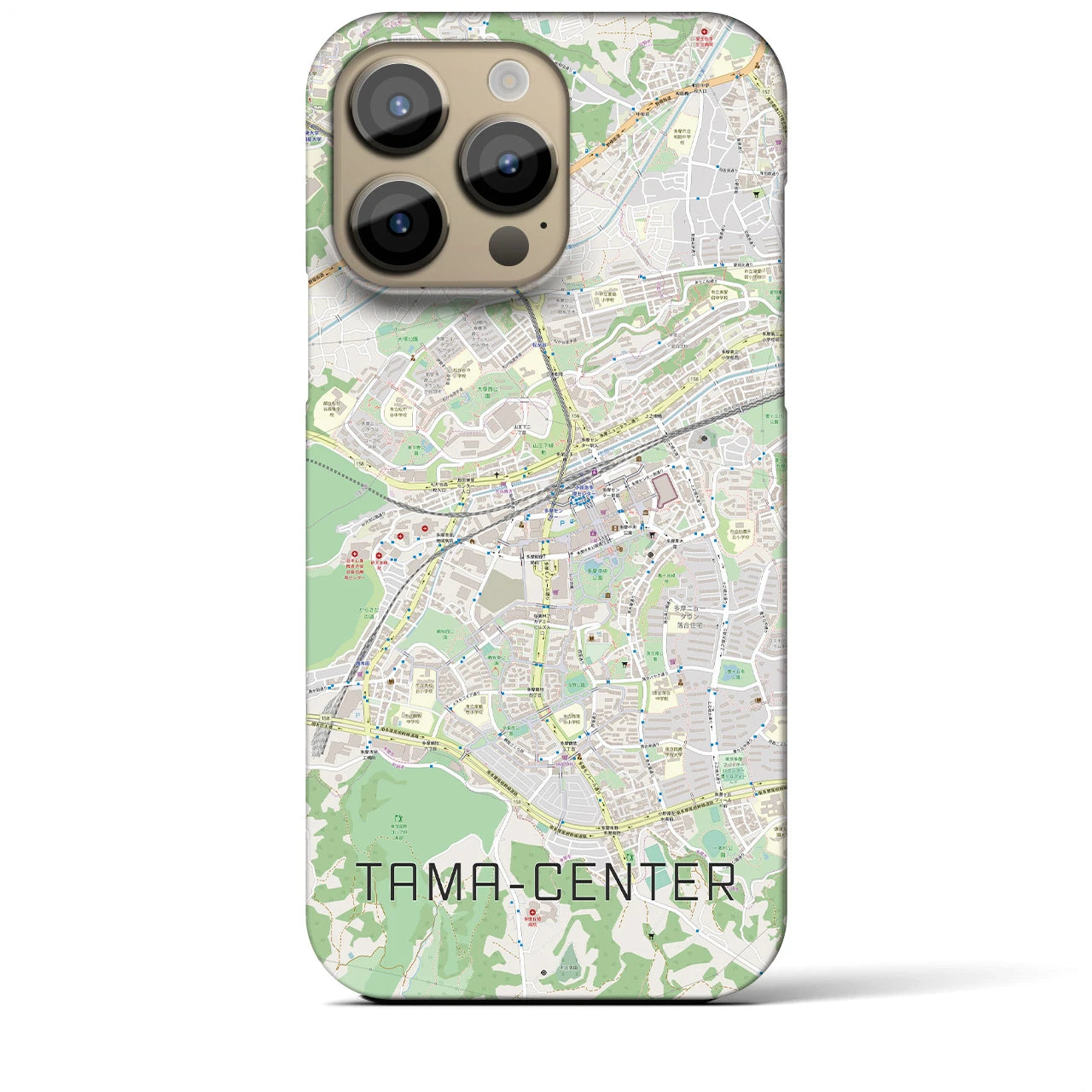 【多摩センター】地図柄iPhoneケース（バックカバータイプ・ナチュラル）iPhone 14 Pro Max 用