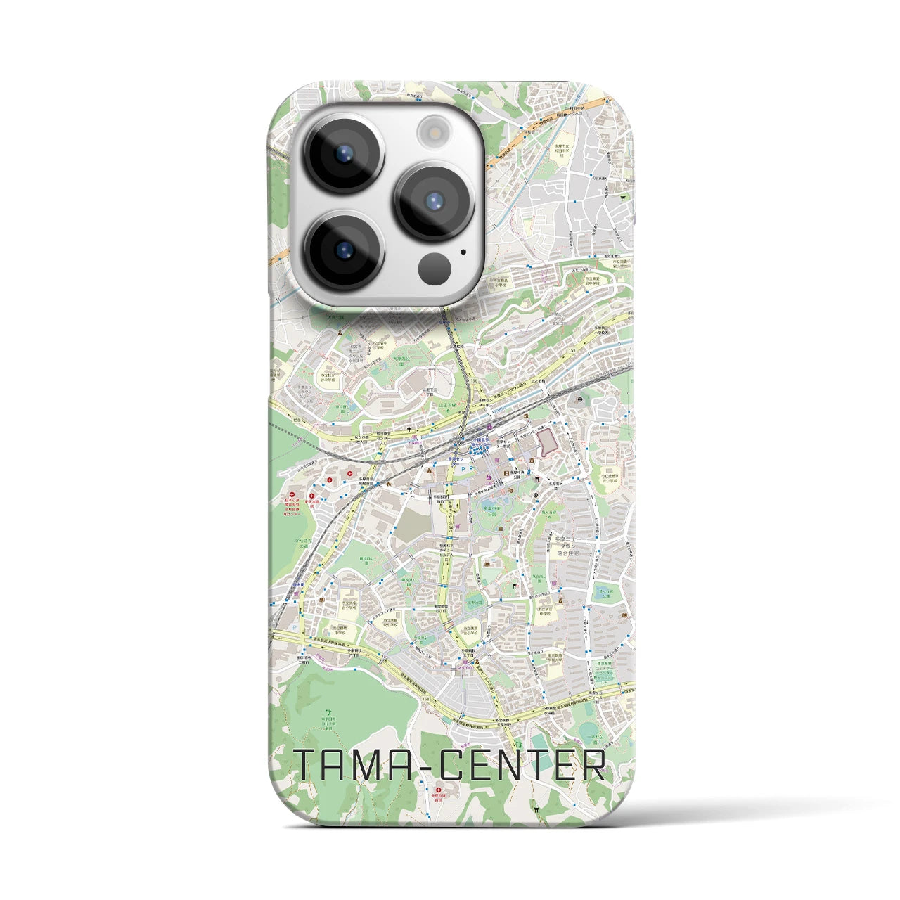 【多摩センター】地図柄iPhoneケース（バックカバータイプ・ナチュラル）iPhone 14 Pro 用