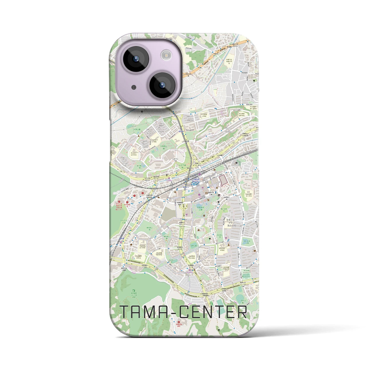 【多摩センター】地図柄iPhoneケース（バックカバータイプ・ナチュラル）iPhone 14 用