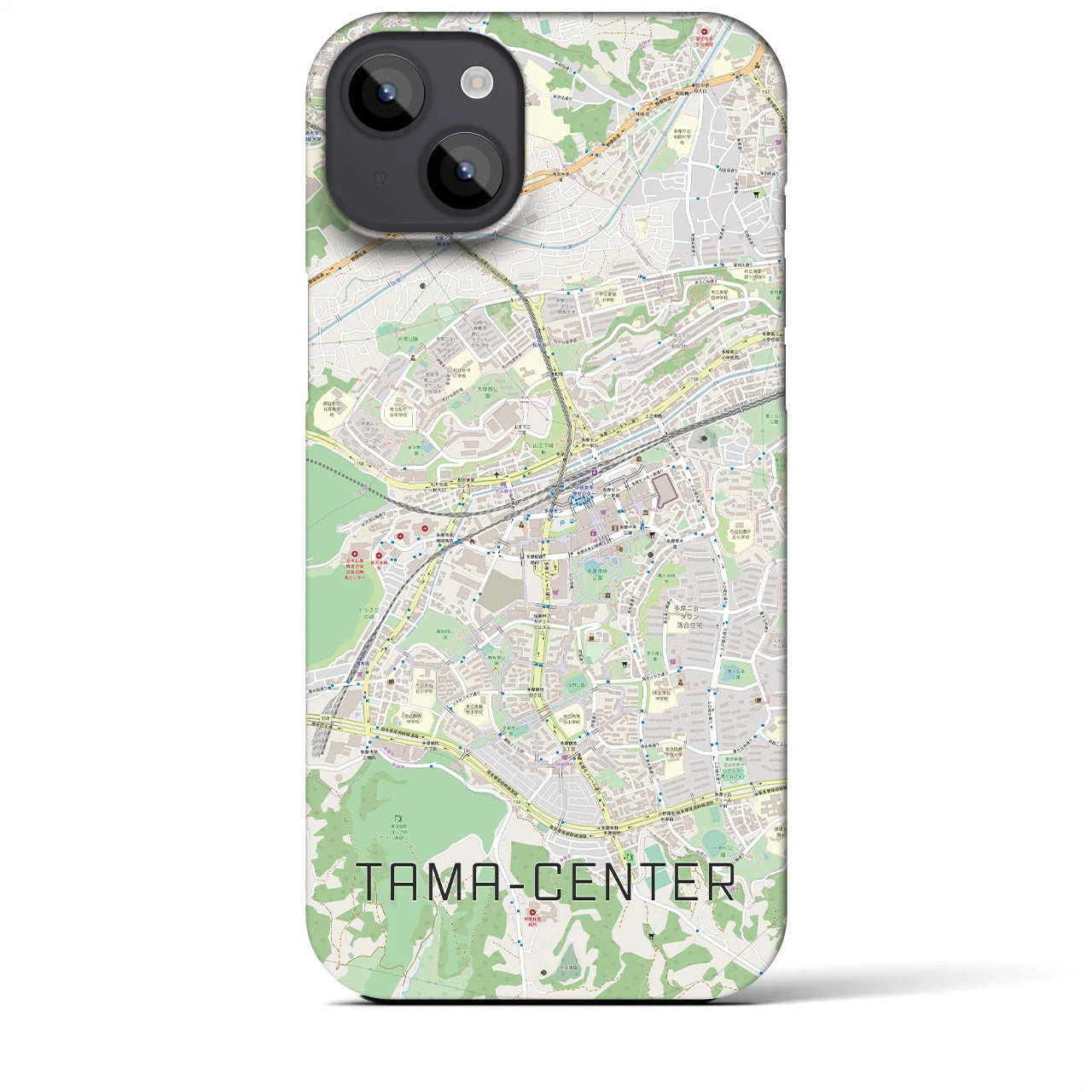 【多摩センター】地図柄iPhoneケース（バックカバータイプ・ナチュラル）iPhone 14 Plus 用