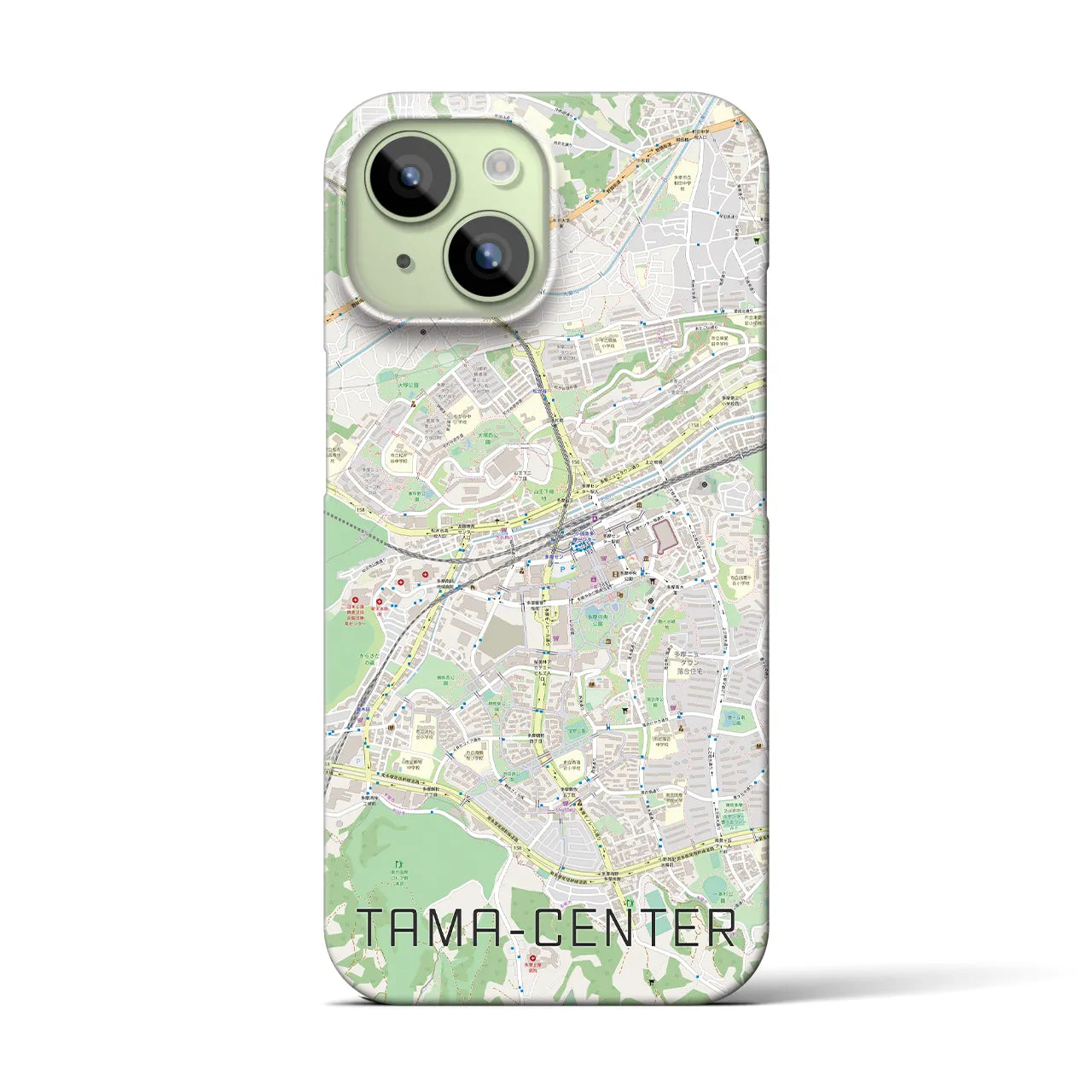 【多摩センター】地図柄iPhoneケース（バックカバータイプ・ナチュラル）iPhone 15 用