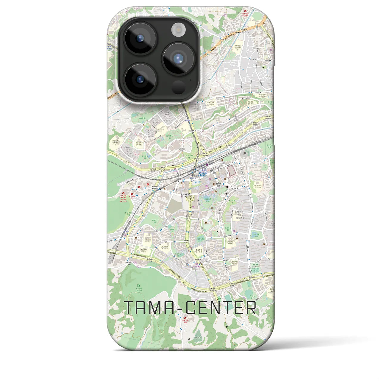 【多摩センター】地図柄iPhoneケース（バックカバータイプ・ナチュラル）iPhone 15 Pro Max 用