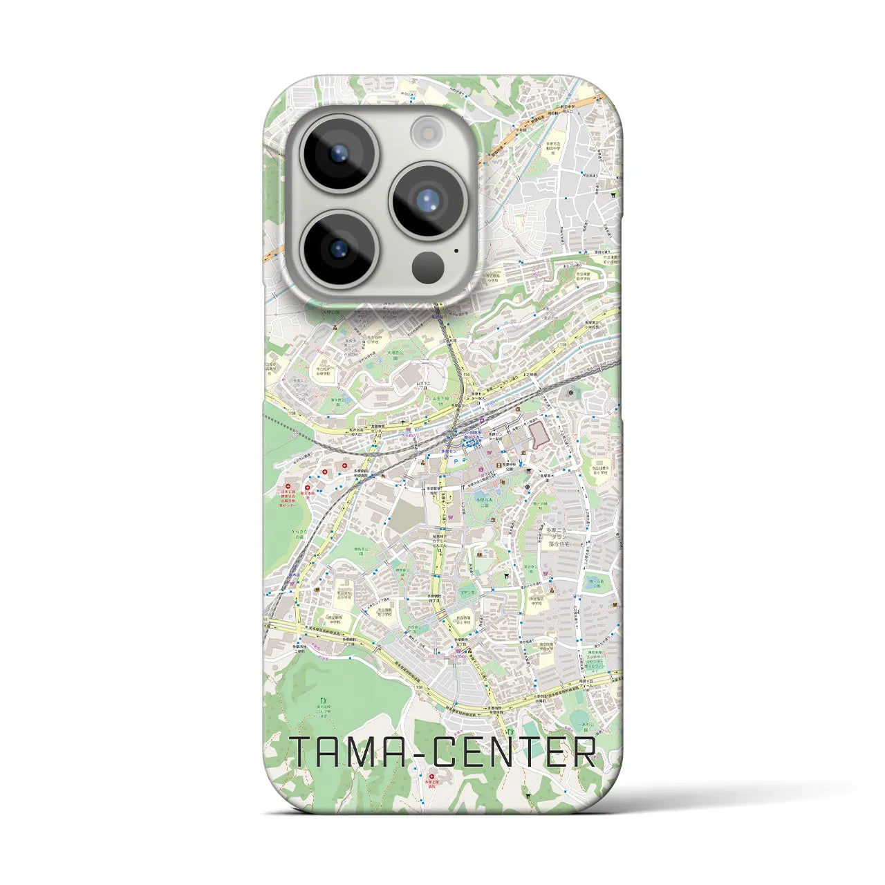 【多摩センター】地図柄iPhoneケース（バックカバータイプ・ナチュラル）iPhone 15 Pro 用