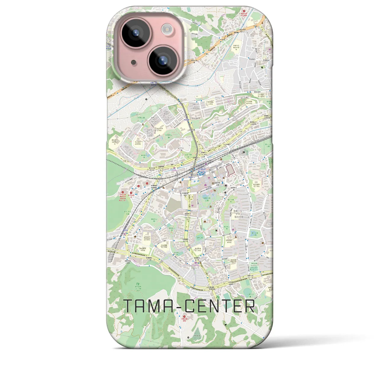 【多摩センター】地図柄iPhoneケース（バックカバータイプ・ナチュラル）iPhone 15 Plus 用