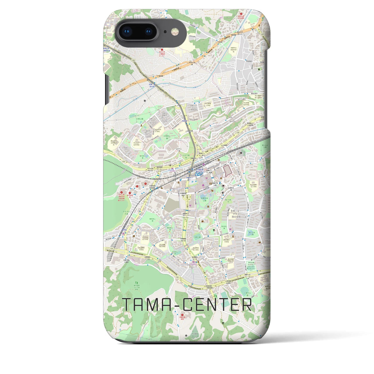【多摩センター】地図柄iPhoneケース（バックカバータイプ・ナチュラル）iPhone 8Plus /7Plus / 6sPlus / 6Plus 用