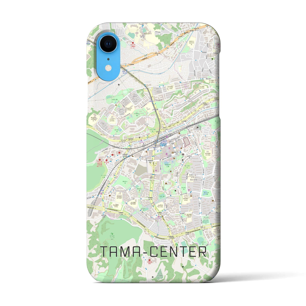 【多摩センター】地図柄iPhoneケース（バックカバータイプ・ナチュラル）iPhone XR 用