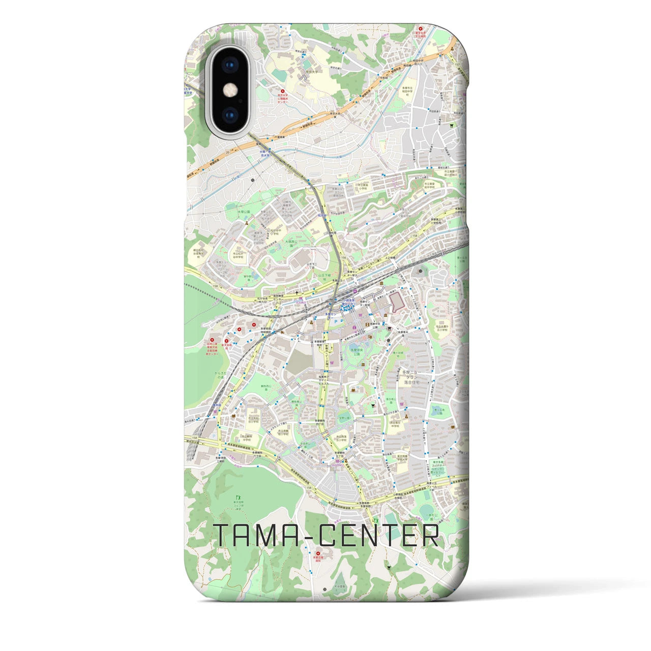 【多摩センター】地図柄iPhoneケース（バックカバータイプ・ナチュラル）iPhone XS Max 用