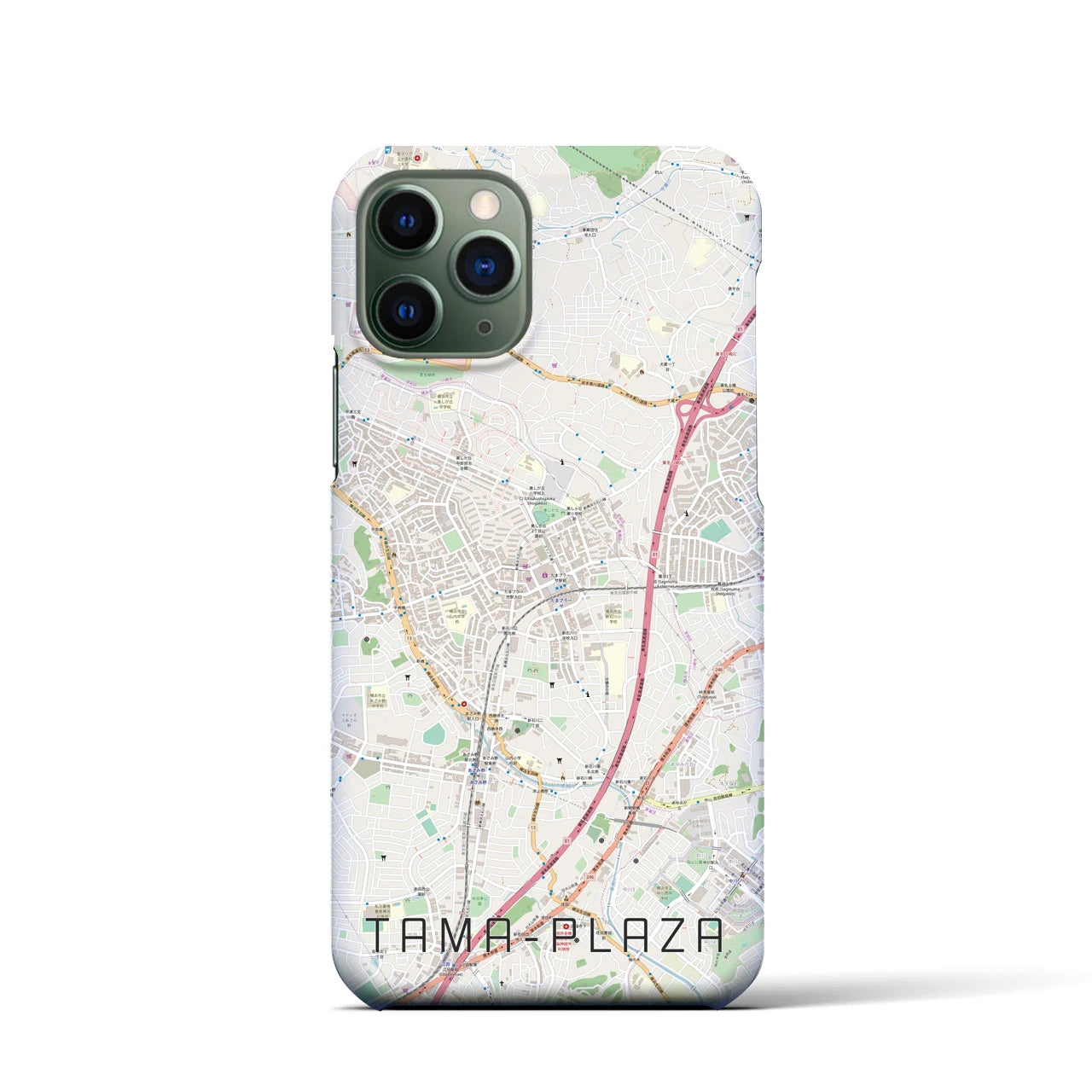 【たまプラーザ】地図柄iPhoneケース（バックカバータイプ・ナチュラル）iPhone 11 Pro 用