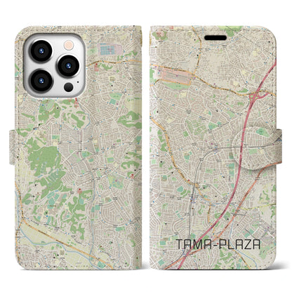 【たまプラーザ（神奈川県）】地図柄iPhoneケース（手帳タイプ）ナチュラル・iPhone 13 Pro 用