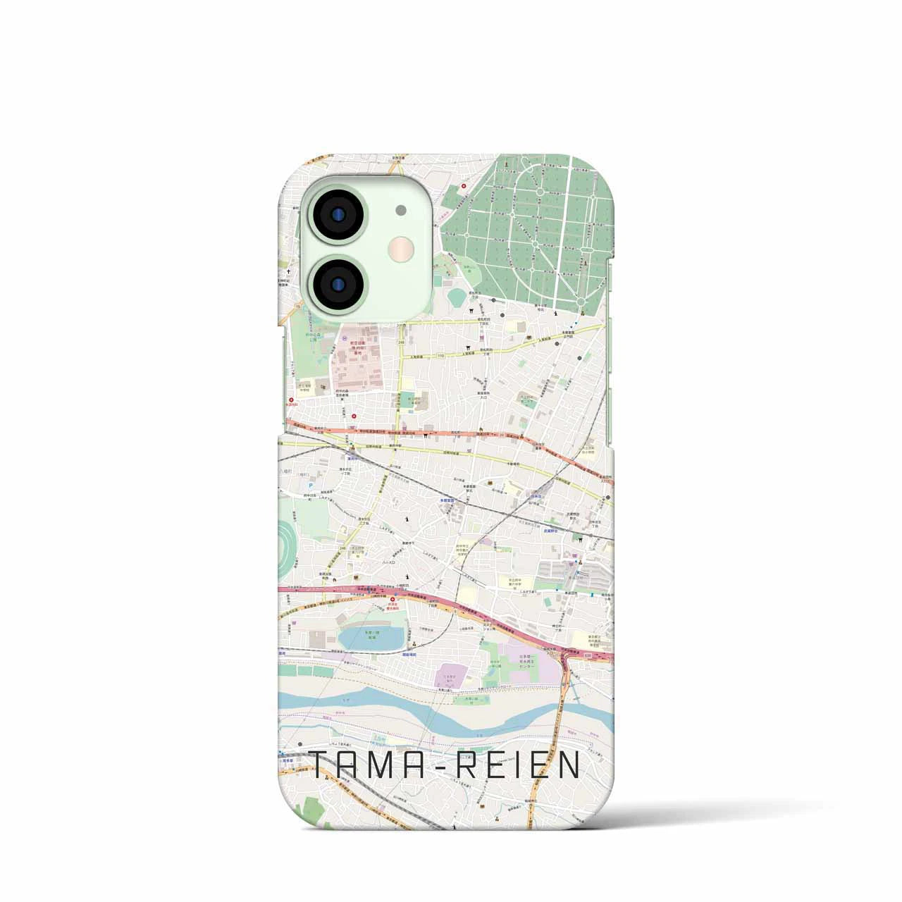 【多磨霊園】地図柄iPhoneケース（バックカバータイプ・ナチュラル）iPhone 12 mini 用