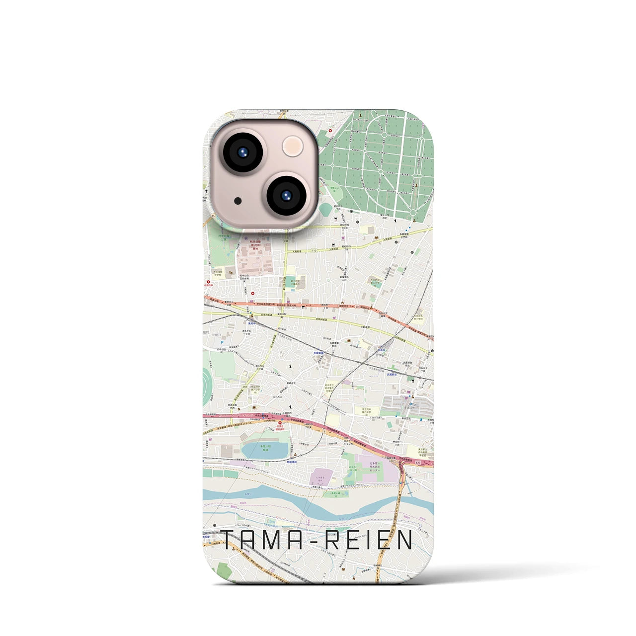 【多磨霊園】地図柄iPhoneケース（バックカバータイプ・ナチュラル）iPhone 13 mini 用