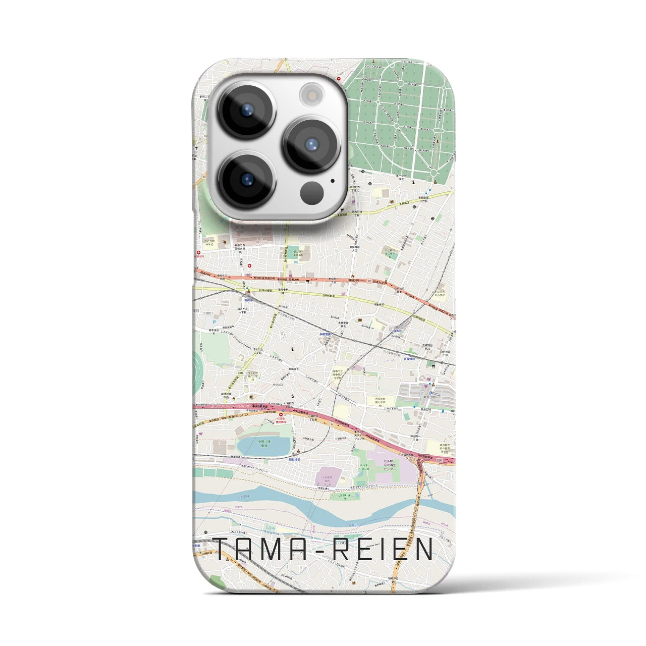 【多磨霊園】地図柄iPhoneケース（バックカバータイプ・ナチュラル）iPhone 14 Pro 用